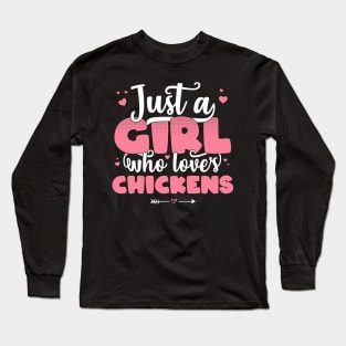 Just A Girl Who Loves chickens - Cute chicken lover gift print Long Sleeve T-Shirt